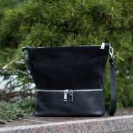 Кожаная сумка Felice 08, черная замша/гладкая - Кожаная сумка Felice 08, черная замша/гладкая