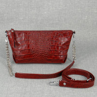 Кожаная сумка Irene 01, красная с тиснением под крокодила