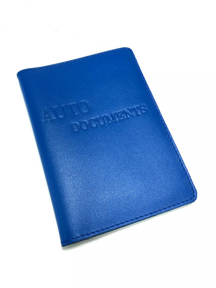 Кожаная обложка на Автодокументы, синяя (800006)