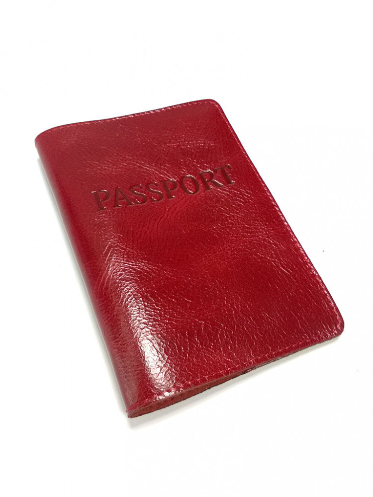 Кожаная обложка на Паспорт, темно-красная (700008)