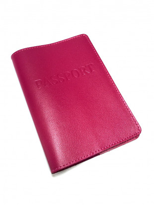 Кожаная обложка на Паспорт, розовая (700005)