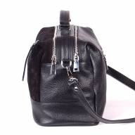Шкіряна сумка Carolina 06, чорна замша/гладка - Шкіряна сумка Carolina 06, чорна замша/гладка