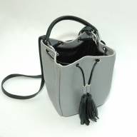 Шкіряна сумочка Barcelo 02 big, срібляста з чорним - Шкіряна сумочка Barcelo 02 big, срібляста з чорним