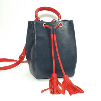 Шкіряна сумочка Barcelo 03 big, синя з червоним
