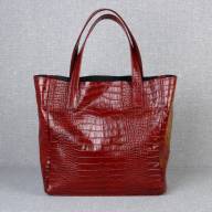 Шкіряна сумка Royal 11, червона з тисненням під крокодила - Шкіряна сумка Royal 11, червона з тисненням під крокодила