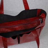 Кожаная сумка Royal 11, красная с тиснением под крокодила - Кожаная сумка Royal 11, красная с тиснением под крокодила