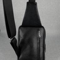 Мужская кожаная тактическая сумка-слинг сумка Daniel 05, черная - Мужская кожаная тактическая сумка-слинг сумка Daniel 05, черная
