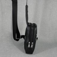 Мужская кожаная тактическая сумка-слинг сумка Daniel 05, черная - Мужская кожаная тактическая сумка-слинг сумка Daniel 05, черная