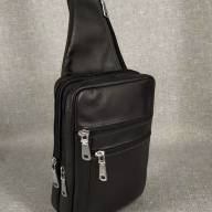 Мужская кожаная тактическая сумка-слинг сумка Daniel 06, черная - Мужская кожаная тактическая сумка-слинг сумка Daniel 06, черная