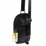 Мужская кожаная сумка-слинг Richard 61812, черная - Мужская кожаная сумка-слинг Richard 61812, черная