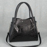 Кожаная сумка Milano 01, черная с тиснением под крокодила