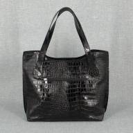 Шкіряна сумка Elegant 02, чорна з тисненням під крокодила - Шкіряна сумка Elegant 02, чорна з тисненням під крокодила