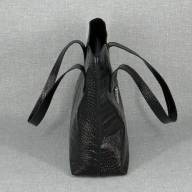 Шкіряна сумка Elegant 02, чорна з тисненням під крокодила - Шкіряна сумка Elegant 02, чорна з тисненням під крокодила