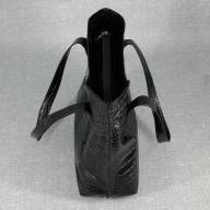 Кожаная сумка Elegant 02, черная с тиснением под крокодила - Кожаная сумка Elegant 02, черная с тиснением под крокодила