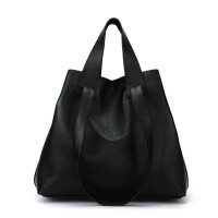 Кожаная сумка Eva 11, черная замша/гладкая