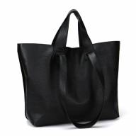 Шкіряна сумка Eva 11, чорна замша/гладка - Шкіряна сумка Eva 11, чорна замша/гладка