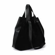 Кожаная сумка Eva 11, черная замша/гладкая - Кожаная сумка Eva 11, черная замша/гладкая