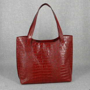 Кожаная сумка Elegant 03, красная с тиснением под крокодила