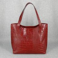Кожаная сумка Elegant 03, красная с тиснением под крокодила - Кожаная сумка Elegant 03, красная с тиснением под крокодила