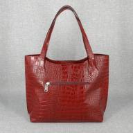 Кожаная сумка Elegant 03, красная с тиснением под крокодила - Кожаная сумка Elegant 03, красная с тиснением под крокодила
