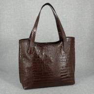 Шкіряна сумка Elegant 04, коричнева з тисненням під крокодила - Шкіряна сумка Elegant 04, коричнева з тисненням під крокодила