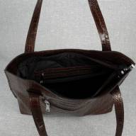 Шкіряна сумка Elegant 04, коричнева з тисненням під крокодила - Шкіряна сумка Elegant 04, коричнева з тисненням під крокодила