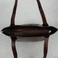Кожаная сумка Elegant 04, коричневая с тиснением под крокодила - Кожаная сумка Elegant 04, коричневая с тиснением под крокодила