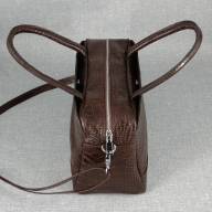 Шкіряна сумка Lamara 03, коричнева з тисненням під крокодила - Шкіряна сумка Lamara 03, коричнева з тисненням під крокодила