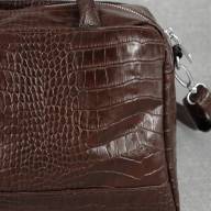 Кожаная сумка Lamara 03, коричневая с тиснением под крокодила - Кожаная сумка Lamara 03, коричневая с тиснением под крокодила