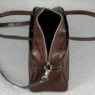 Кожаная сумка Lamara 03, коричневая с тиснением под крокодила - Кожаная сумка Lamara 03, коричневая с тиснением под крокодила