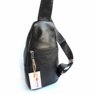 Мужская кожаная сумка-слинг Richard 3302 черная - Мужская кожаная сумка-слинг Richard 3302 черная