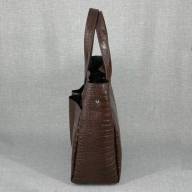 Шкіряна сумка Royal 12, коричнева з тисненням під крокодила - Шкіряна сумка Royal 12, коричнева з тисненням під крокодила
