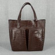 Кожаная сумка Royal 12, коричневая с тиснением под крокодила - Кожаная сумка Royal 12, коричневая с тиснением под крокодила