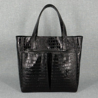 Шкіряна сумка Royal 03, чорна з тисненням під крокодила